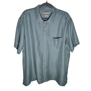 Batik Bay‎ Mens Short Sleeve Button Down Shirt Textured Teal Sage XXL
